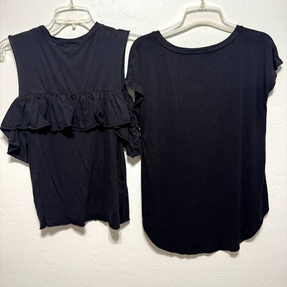Shirt Bundle of 7 Short Sleeve Cream Blue Black Career Forever 21 Women sz Small - Picture 14 of 14